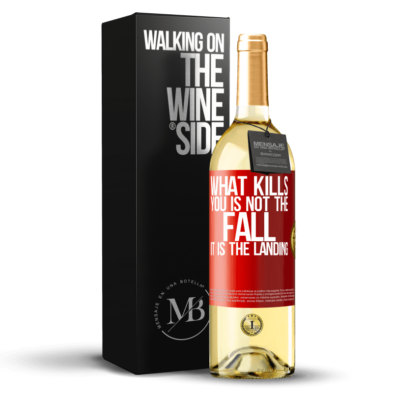 29,95 € Free Shipping | White Wine WHITE Edition What kills you is not the fall, it is the landing Red Label. Customizable label Young wine Harvest 2024 Verdejo