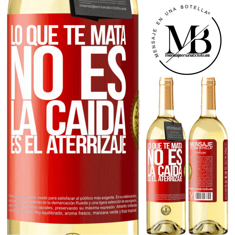 29,95 € Envoi gratuit | Vin blanc Édition WHITE Ce qui te tue, ce n'est pas la chute, c'est l'atterrissage Étiquette Rouge. Étiquette personnalisable Vin jeune Récolte 2022 Verdejo
