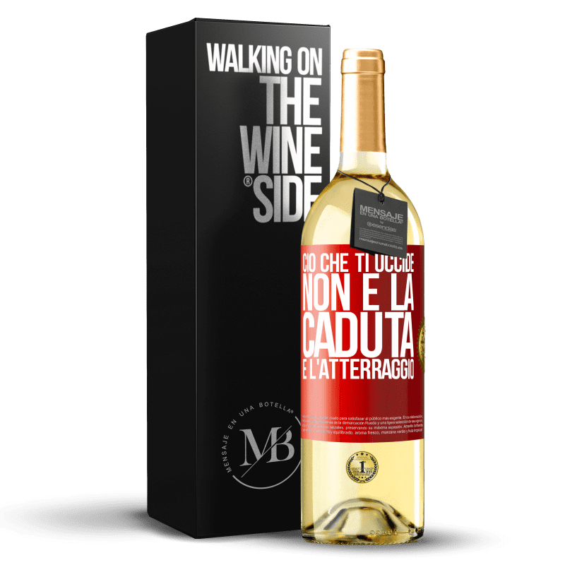 29,95 € Spedizione Gratuita | Vino bianco Edizione WHITE Ciò che ti uccide non è la caduta, è l'atterraggio Etichetta Rossa. Etichetta personalizzabile Vino giovane Raccogliere 2024 Verdejo