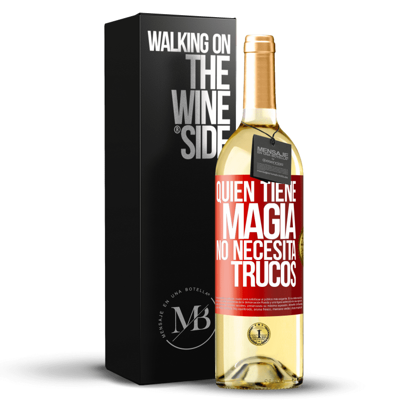 29,95 € Envío gratis | Vino Blanco Edición WHITE Quien tiene magia no necesita trucos Etiqueta Roja. Etiqueta personalizable Vino joven Cosecha 2024 Verdejo