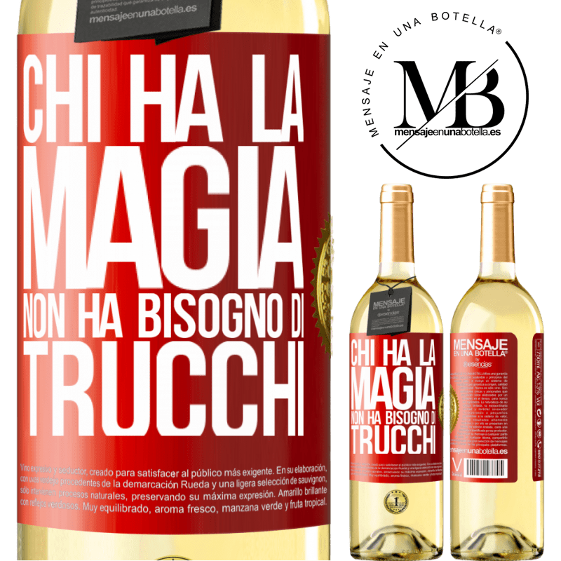 29,95 € Spedizione Gratuita | Vino bianco Edizione WHITE Chi ha la magia non ha bisogno di trucchi Etichetta Rossa. Etichetta personalizzabile Vino giovane Raccogliere 2024 Verdejo