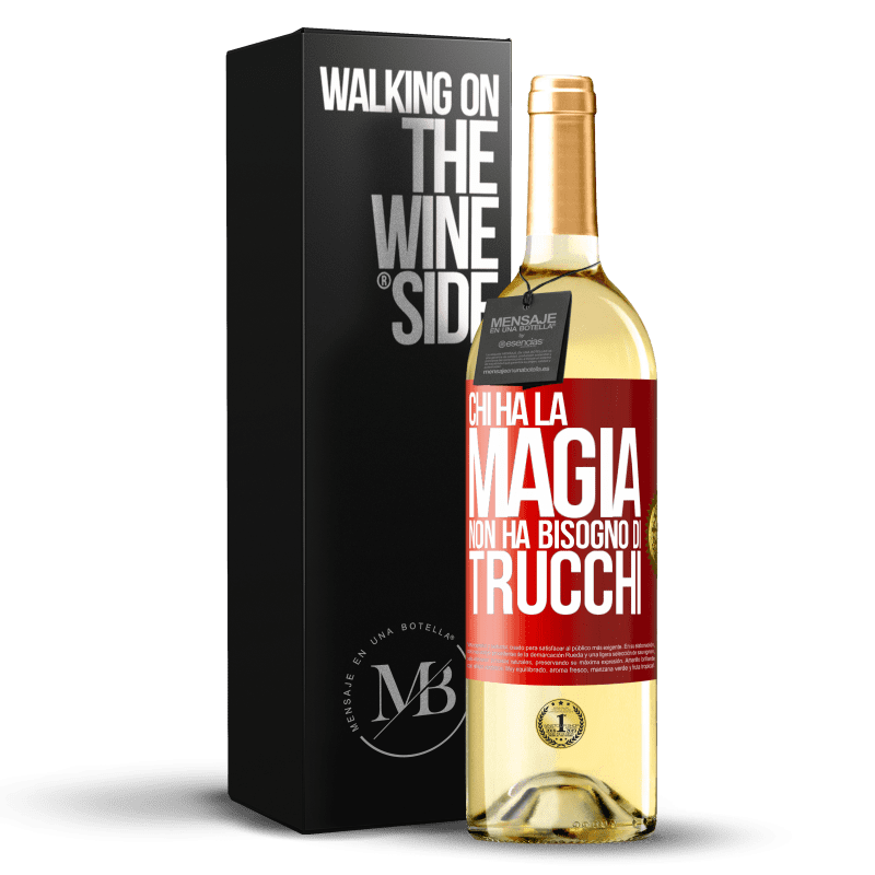 29,95 € Spedizione Gratuita | Vino bianco Edizione WHITE Chi ha la magia non ha bisogno di trucchi Etichetta Rossa. Etichetta personalizzabile Vino giovane Raccogliere 2024 Verdejo