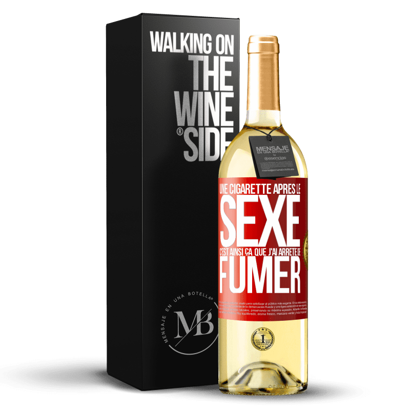 29,95 € Envoi gratuit | Vin blanc Édition WHITE Une cigarette après le sexe. C'est ainsi ça que j'ai arrêté de fumer Étiquette Rouge. Étiquette personnalisable Vin jeune Récolte 2024 Verdejo