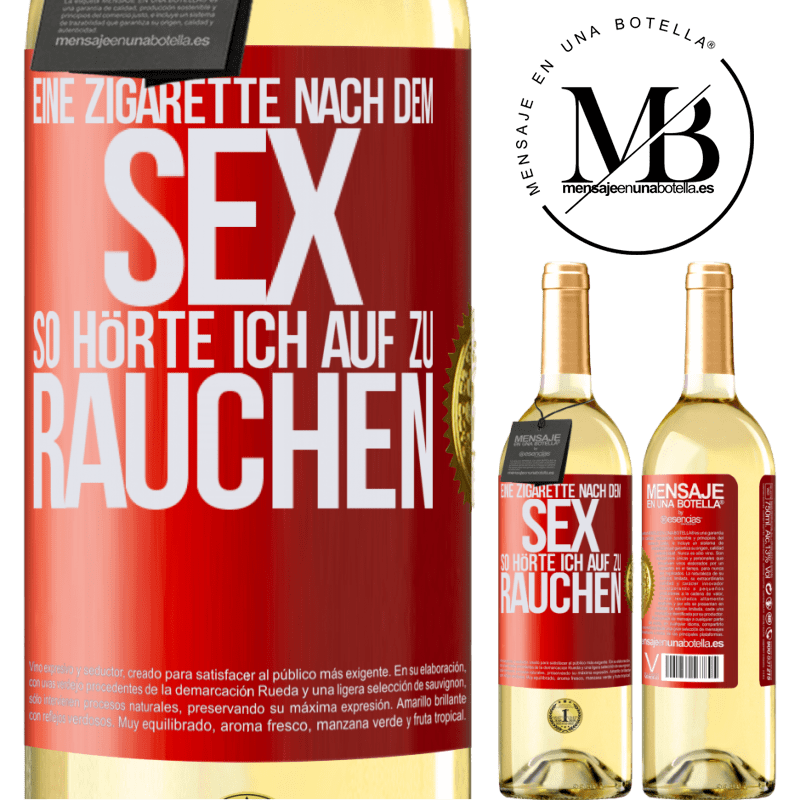 29,95 € Kostenloser Versand | Weißwein WHITE Ausgabe Eine Zigarette nach dem Sex. So hörte ich auf zu rauchen Rote Markierung. Anpassbares Etikett Junger Wein Ernte 2023 Verdejo