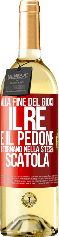 29,95 € | Vino bianco Edizione WHITE Alla fine del gioco, il re e il pedone ritornano nella stessa scatola Etichetta Rossa. Etichetta personalizzabile Vino giovane Raccogliere 2024 Verdejo