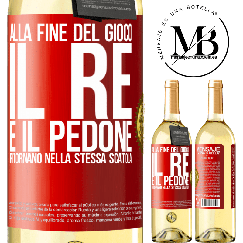 29,95 € Spedizione Gratuita | Vino bianco Edizione WHITE Alla fine del gioco, il re e il pedone ritornano nella stessa scatola Etichetta Rossa. Etichetta personalizzabile Vino giovane Raccogliere 2023 Verdejo