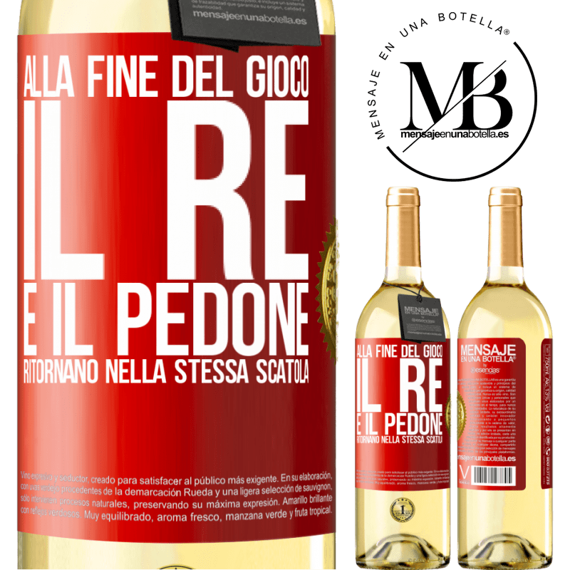 29,95 € Spedizione Gratuita | Vino bianco Edizione WHITE Alla fine del gioco, il re e il pedone ritornano nella stessa scatola Etichetta Rossa. Etichetta personalizzabile Vino giovane Raccogliere 2025 Verdejo