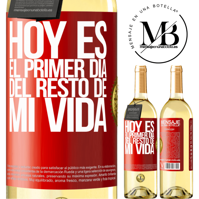 29,95 € Envío gratis | Vino Blanco Edición WHITE Hoy es el primer día del resto de mi vida Etiqueta Roja. Etiqueta personalizable Vino joven Cosecha 2023 Verdejo