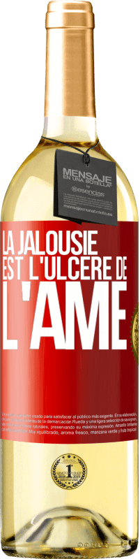 29,95 € | Vin blanc Édition WHITE La jalousie est l'ulcère de l'âme Étiquette Rouge. Étiquette personnalisable Vin jeune Récolte 2023 Verdejo