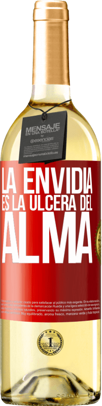 29,95 € | Vino Blanco Edición WHITE La envidia es la úlcera del alma Etiqueta Roja. Etiqueta personalizable Vino joven Cosecha 2025 Verdejo