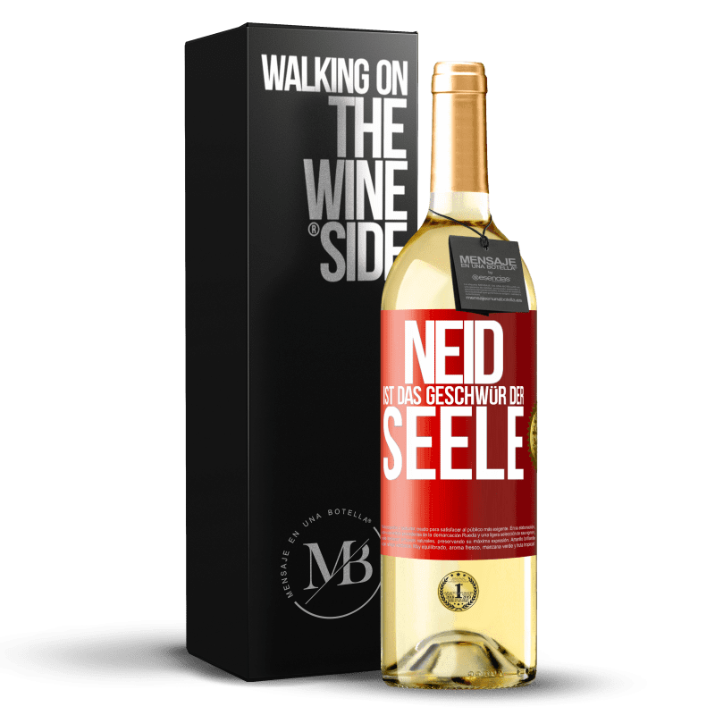 29,95 € Kostenloser Versand | Weißwein WHITE Ausgabe Neid ist das Geschwür der Seele Rote Markierung. Anpassbares Etikett Junger Wein Ernte 2023 Verdejo