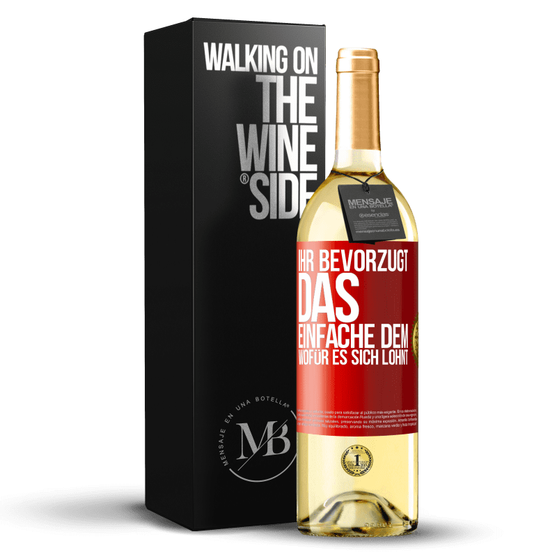 29,95 € Kostenloser Versand | Weißwein WHITE Ausgabe Ihr bevorzugt das Einfache dem, wofür es sich lohnt Rote Markierung. Anpassbares Etikett Junger Wein Ernte 2023 Verdejo