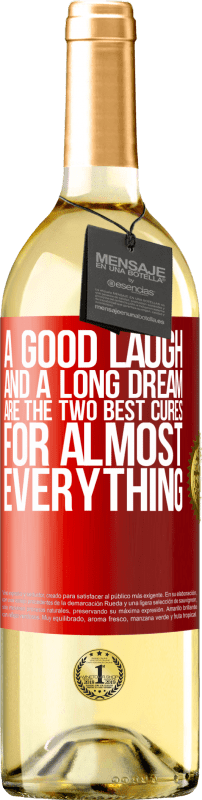 29,95 € Бесплатная доставка | Белое вино Издание WHITE Хороший смех и долгий сон - два лучших лекарства практически для всего Красная метка. Настраиваемая этикетка Молодое вино Урожай 2023 Verdejo