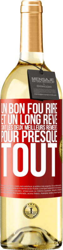 29,95 € | Vin blanc Édition WHITE Un bon fou rire et un long rêve sont les deux meilleurs remèdes pour presque tout Étiquette Rouge. Étiquette personnalisable Vin jeune Récolte 2024 Verdejo