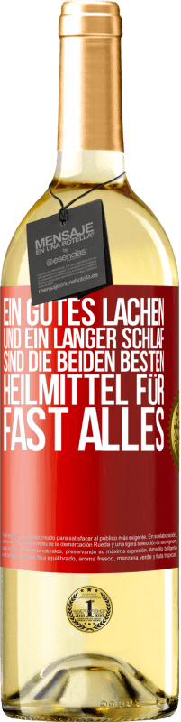 29,95 € | Weißwein WHITE Ausgabe Ein gutes Lachen und ein langer Schlaf sind die beiden besten Heilmittel für fast alles Rote Markierung. Anpassbares Etikett Junger Wein Ernte 2025 Verdejo