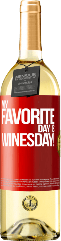 29,95 € Spedizione Gratuita | Vino bianco Edizione WHITE My favorite day is winesday! Etichetta Rossa. Etichetta personalizzabile Vino giovane Raccogliere 2023 Verdejo