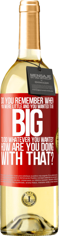29,95 € Бесплатная доставка | Белое вино Издание WHITE ты помнишь, когда ты был маленьким, и ты хотел быть большим, чтобы делать то, что ты хотел? Как дела с этим? Красная метка. Настраиваемая этикетка Молодое вино Урожай 2025 Verdejo
