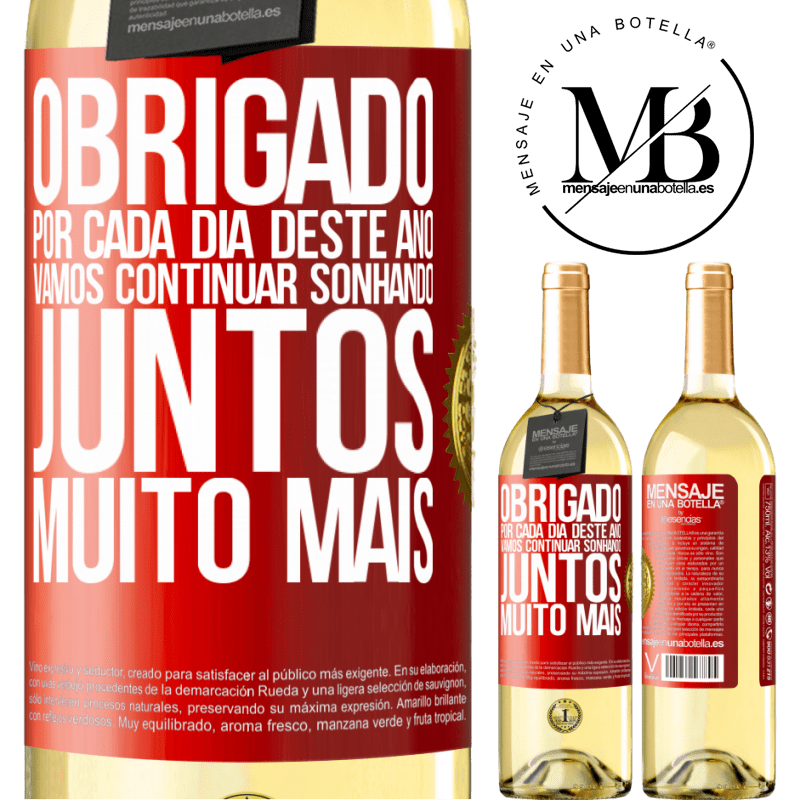 29,95 € Envio grátis | Vinho branco Edição WHITE Obrigado por cada dia deste ano. Vamos continuar sonhando juntos muito mais Etiqueta Vermelha. Etiqueta personalizável Vinho jovem Colheita 2023 Verdejo