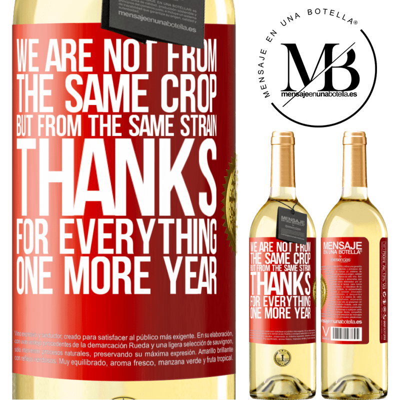 24,95 € Free Shipping | White Wine WHITE Edition We are not from the same crop, but from the same strain. Thanks for everything, one more year Red Label. Customizable label Young wine Harvest 2021 Verdejo