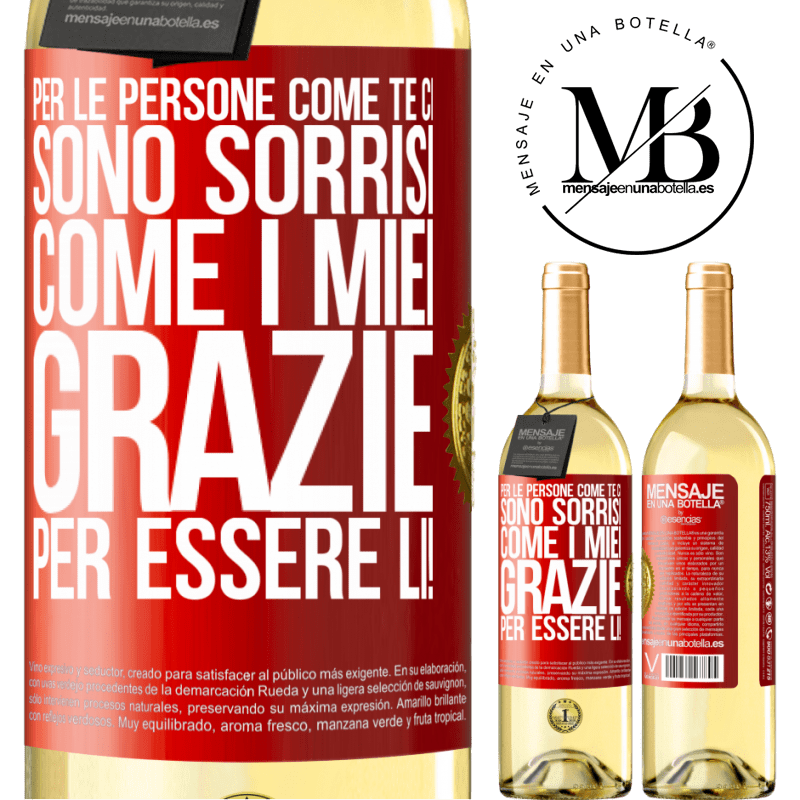 29,95 € Spedizione Gratuita | Vino bianco Edizione WHITE Per le persone come te ci sono sorrisi come i miei. Grazie per essere lì! Etichetta Rossa. Etichetta personalizzabile Vino giovane Raccogliere 2023 Verdejo