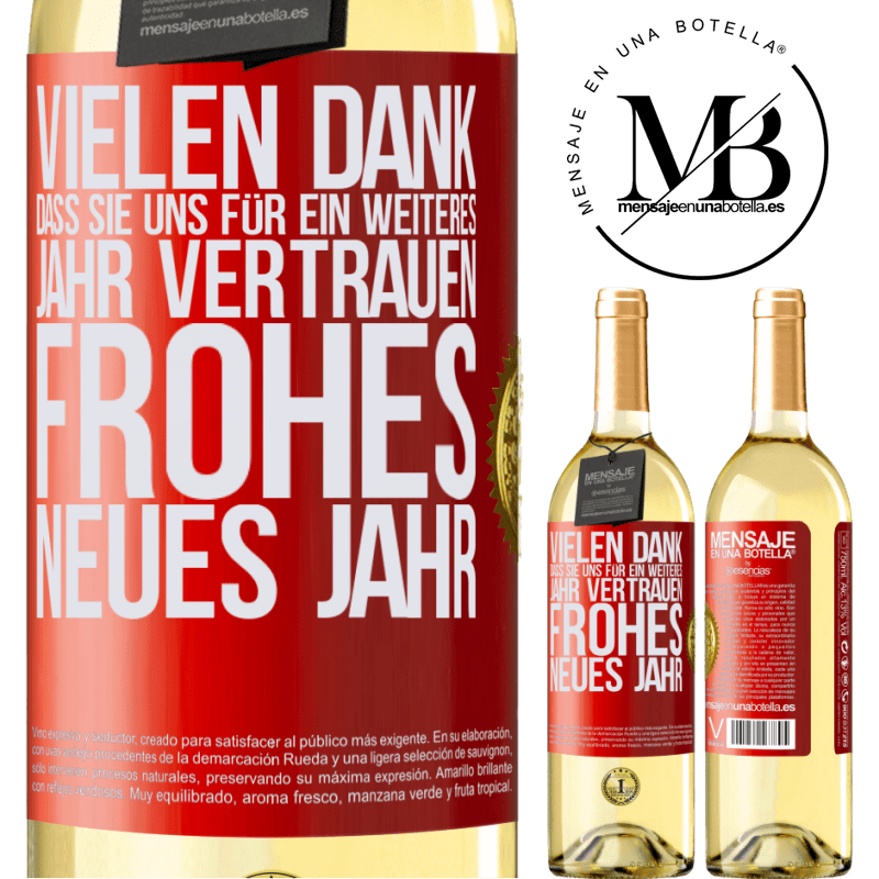 29,95 € Kostenloser Versand | Weißwein WHITE Ausgabe Vielen Dank, dass Sie uns ein weiteres Jahr vertrauen. Frohes neues Jahr Rote Markierung. Anpassbares Etikett Junger Wein Ernte 2025 Verdejo