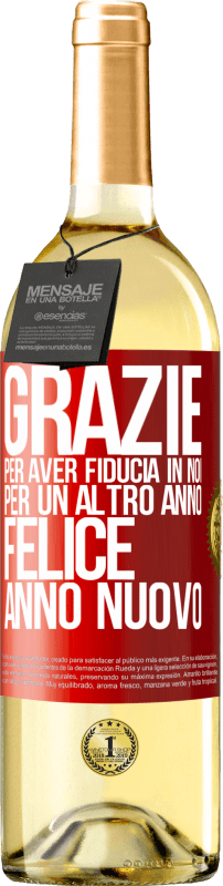 29,95 € | Vino bianco Edizione WHITE Grazie per aver fiducia in noi per un altro anno. Felice anno nuovo Etichetta Rossa. Etichetta personalizzabile Vino giovane Raccogliere 2024 Verdejo