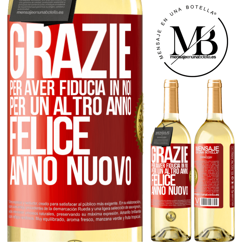 29,95 € Spedizione Gratuita | Vino bianco Edizione WHITE Grazie per aver fiducia in noi per un altro anno. Felice anno nuovo Etichetta Rossa. Etichetta personalizzabile Vino giovane Raccogliere 2023 Verdejo