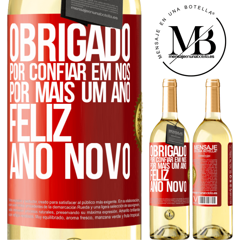 29,95 € Envio grátis | Vinho branco Edição WHITE Obrigado por confiar em nós por mais um ano. Feliz Ano Novo Etiqueta Vermelha. Etiqueta personalizável Vinho jovem Colheita 2023 Verdejo