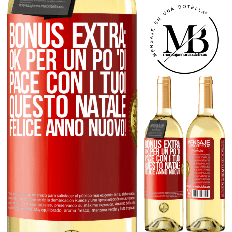 29,95 € Spedizione Gratuita | Vino bianco Edizione WHITE Bonus extra: Ok per un po 'di pace con i tuoi questo Natale. Felice anno nuovo! Etichetta Rossa. Etichetta personalizzabile Vino giovane Raccogliere 2024 Verdejo