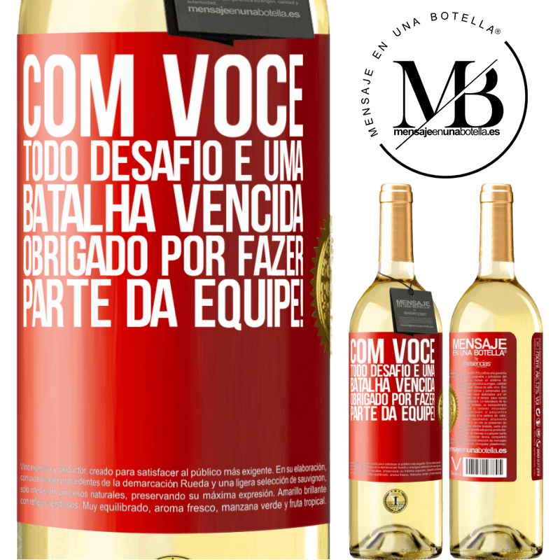 29,95 € Envio grátis | Vinho branco Edição WHITE Com você, todo desafio é uma batalha vencida. Obrigado por fazer parte da equipe! Etiqueta Vermelha. Etiqueta personalizável Vinho jovem Colheita 2024 Verdejo