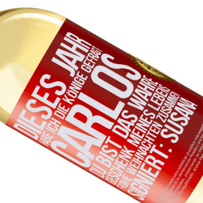 Einzigartige und Persönliche Ausdrücke. «Dieses Jahr habe ich die heiligen Könige um dich gebeten, Carlos, du bist das wahre Geschenk meines Lebens. Frohe Weihnachten zu» WHITE Ausgabe