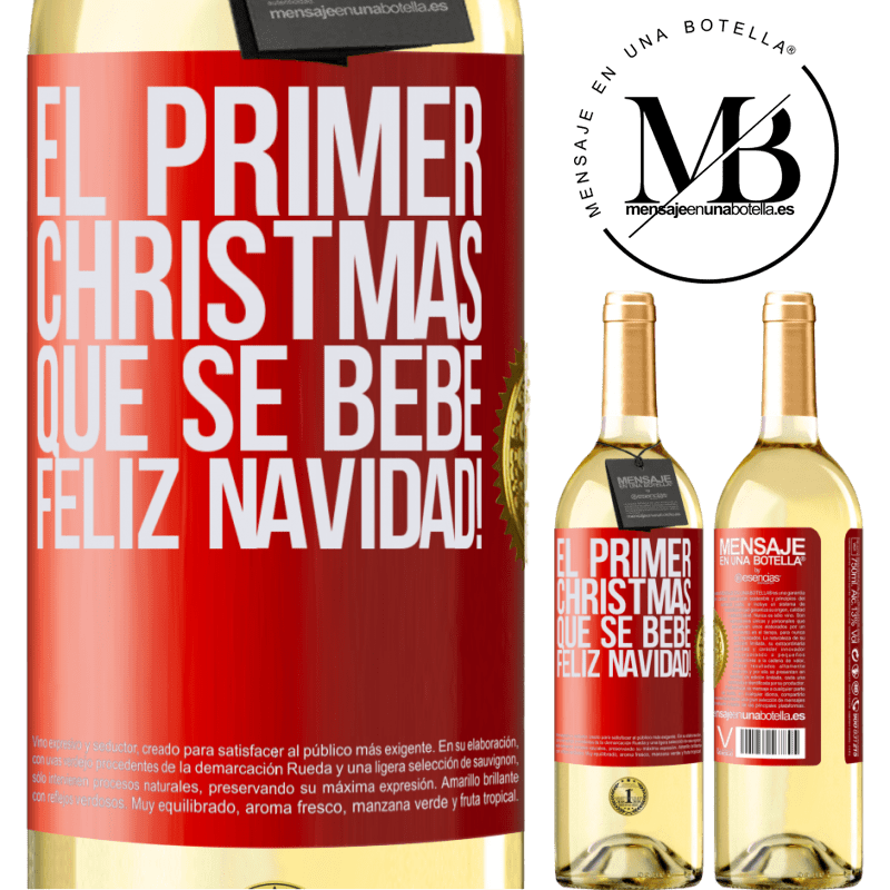 29,95 € Envío gratis | Vino Blanco Edición WHITE El primer christmas que se bebe. Feliz navidad! Etiqueta Roja. Etiqueta personalizable Vino joven Cosecha 2023 Verdejo