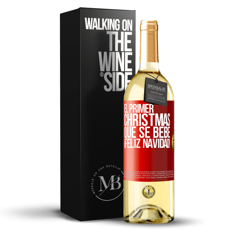 29,95 € Envío gratis | Vino Blanco Edición WHITE El primer christmas que se bebe. Feliz navidad! Etiqueta Roja. Etiqueta personalizable Vino joven Cosecha 2024 Verdejo