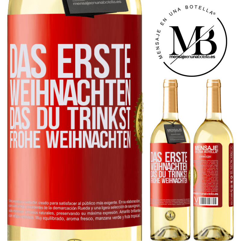 29,95 € Kostenloser Versand | Weißwein WHITE Ausgabe Das erste Weihnachten, das du trinkst. Frohe weihnachten Rote Markierung. Anpassbares Etikett Junger Wein Ernte 2023 Verdejo