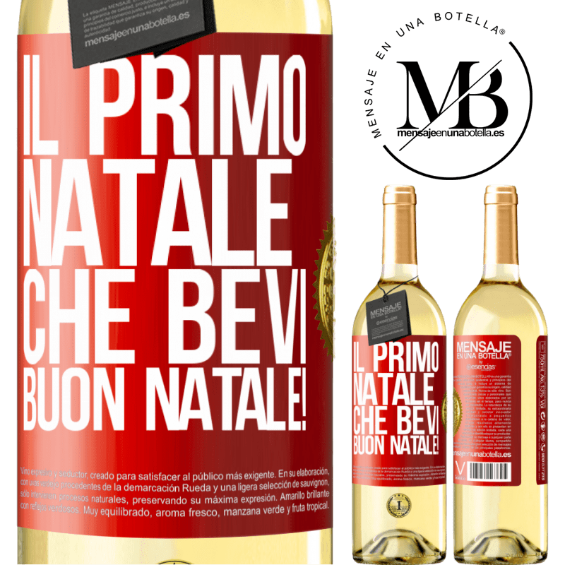 29,95 € Spedizione Gratuita | Vino bianco Edizione WHITE Il primo Natale che bevi. Buon natale! Etichetta Rossa. Etichetta personalizzabile Vino giovane Raccogliere 2023 Verdejo