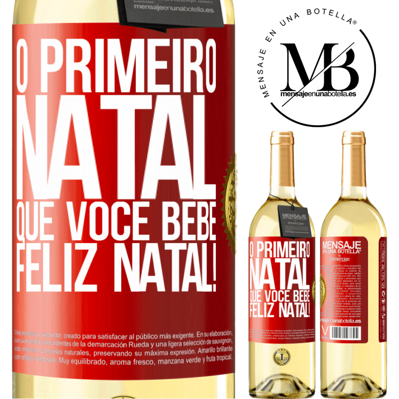 29,95 € Envio grátis | Vinho branco Edição WHITE O primeiro Natal que você bebe. Feliz Natal! Etiqueta Vermelha. Etiqueta personalizável Vinho jovem Colheita 2023 Verdejo