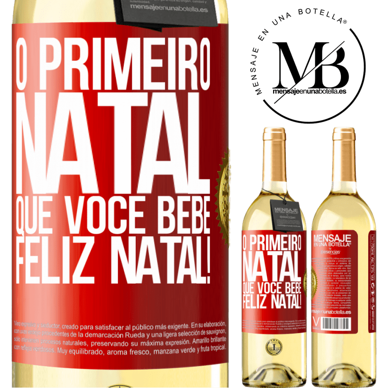 29,95 € Envio grátis | Vinho branco Edição WHITE O primeiro Natal que você bebe. Feliz Natal! Etiqueta Vermelha. Etiqueta personalizável Vinho jovem Colheita 2025 Verdejo