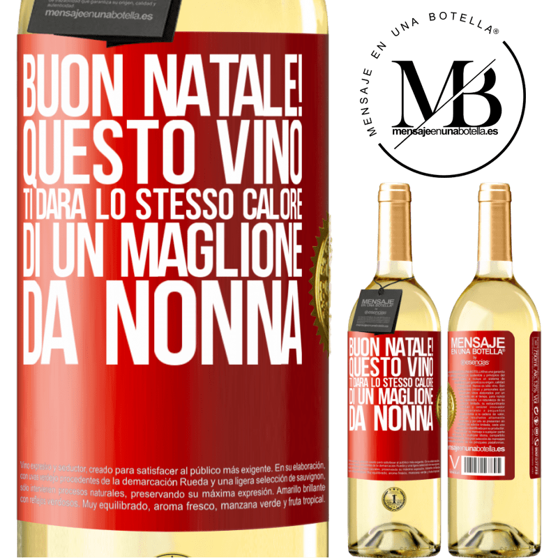 29,95 € Spedizione Gratuita | Vino bianco Edizione WHITE Buon natale! Questo vino ti darà lo stesso calore di un maglione da nonna Etichetta Rossa. Etichetta personalizzabile Vino giovane Raccogliere 2023 Verdejo