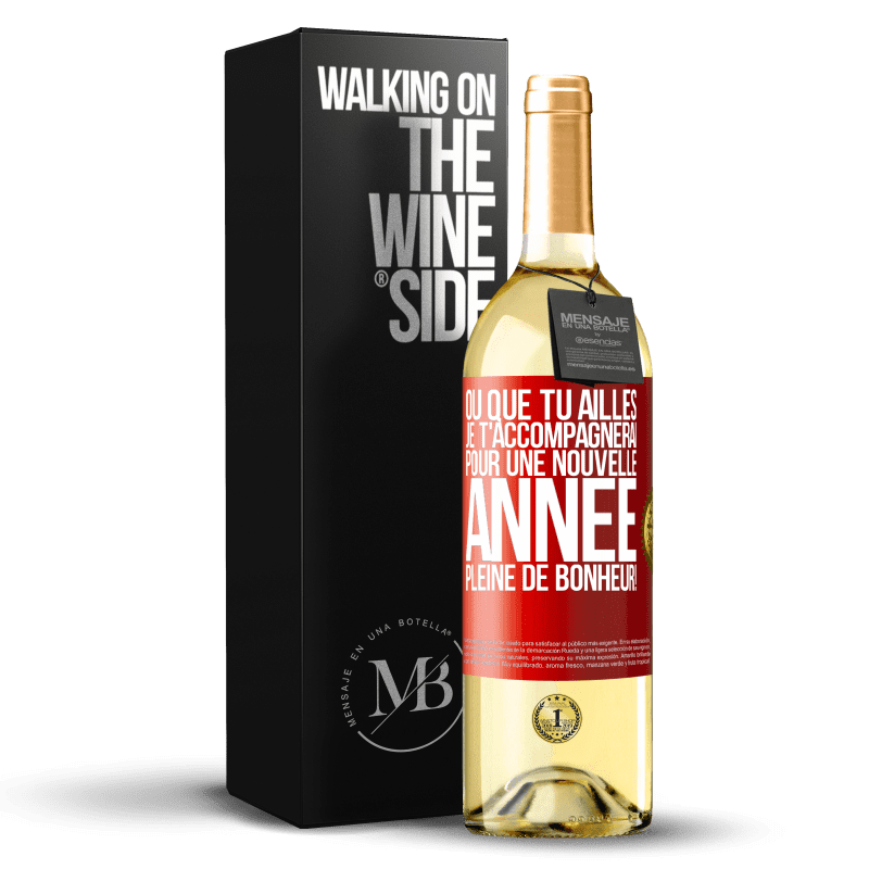 29,95 € Envoi gratuit | Vin blanc Édition WHITE Où que tu ailles, je t'accompagnerai. Pour une nouvelle année pleine de bonheur! Étiquette Rouge. Étiquette personnalisable Vin jeune Récolte 2024 Verdejo