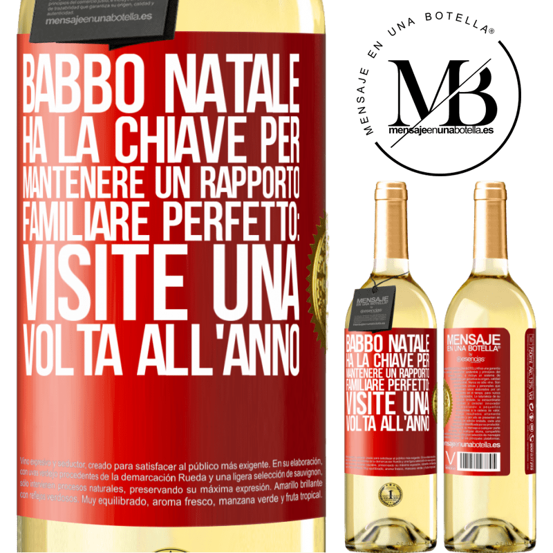 29,95 € Spedizione Gratuita | Vino bianco Edizione WHITE Babbo Natale ha la chiave per mantenere un rapporto familiare perfetto: visite una volta all'anno Etichetta Rossa. Etichetta personalizzabile Vino giovane Raccogliere 2024 Verdejo