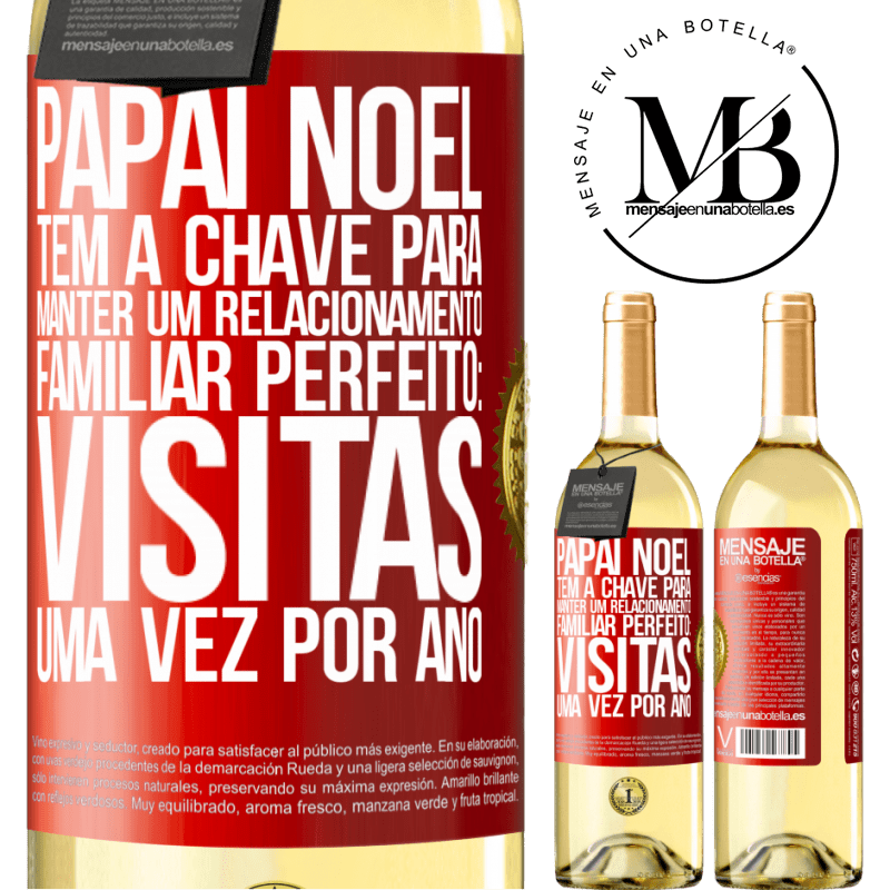 29,95 € Envio grátis | Vinho branco Edição WHITE Papai Noel tem a chave para manter um relacionamento familiar perfeito: visitas uma vez por ano Etiqueta Vermelha. Etiqueta personalizável Vinho jovem Colheita 2024 Verdejo