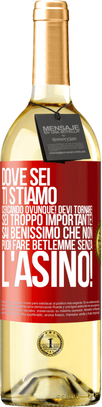 29,95 € Spedizione Gratuita | Vino bianco Edizione WHITE Dove sei Ti stiamo cercando ovunque! Devi tornare! Sei troppo importante! Sai benissimo che non puoi fare Betlemme senza Etichetta Rossa. Etichetta personalizzabile Vino giovane Raccogliere 2025 Verdejo