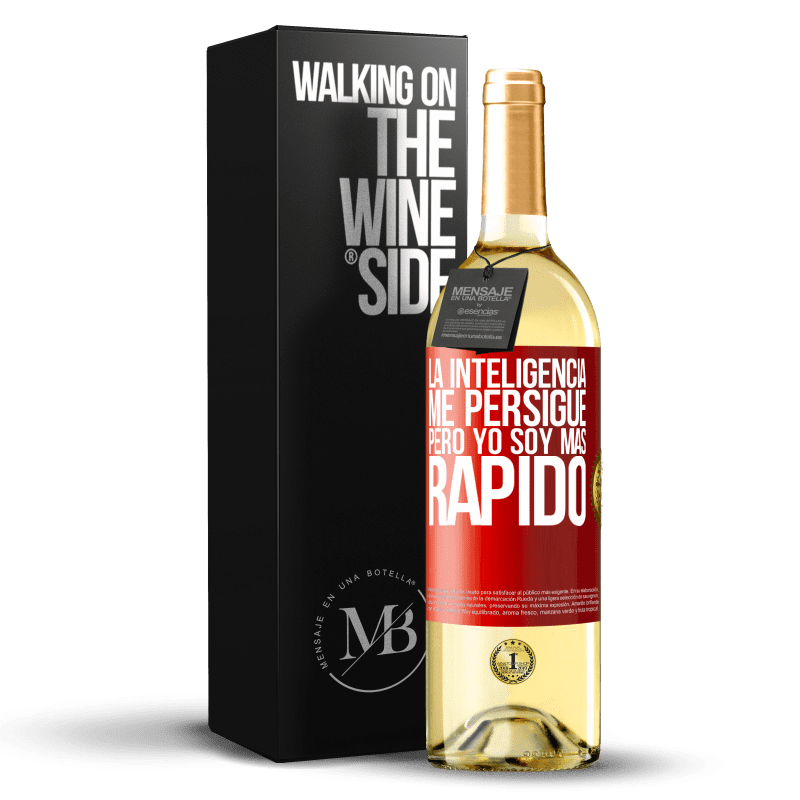 29,95 € Envoi gratuit | Vin blanc Édition WHITE L'intelligence me hante, mais je suis plus rapide Étiquette Rouge. Étiquette personnalisable Vin jeune Récolte 2022 Verdejo