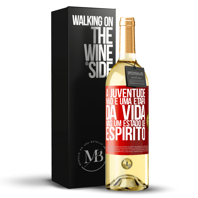 29,95 € Envio grátis | Vinho branco Edição WHITE A juventude não é uma etapa da vida, mas um estado de espírito Etiqueta Vermelha. Etiqueta personalizável Vinho jovem Colheita 2024 Verdejo