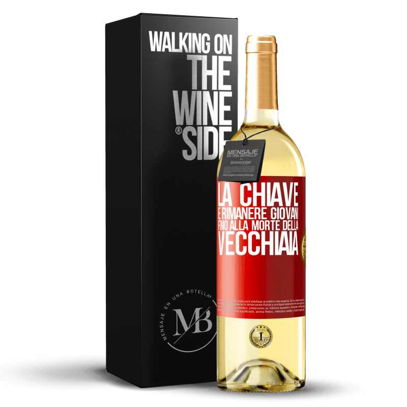 29,95 € Spedizione Gratuita | Vino bianco Edizione WHITE La chiave è rimanere giovani fino alla morte della vecchiaia Etichetta Rossa. Etichetta personalizzabile Vino giovane Raccogliere 2024 Verdejo