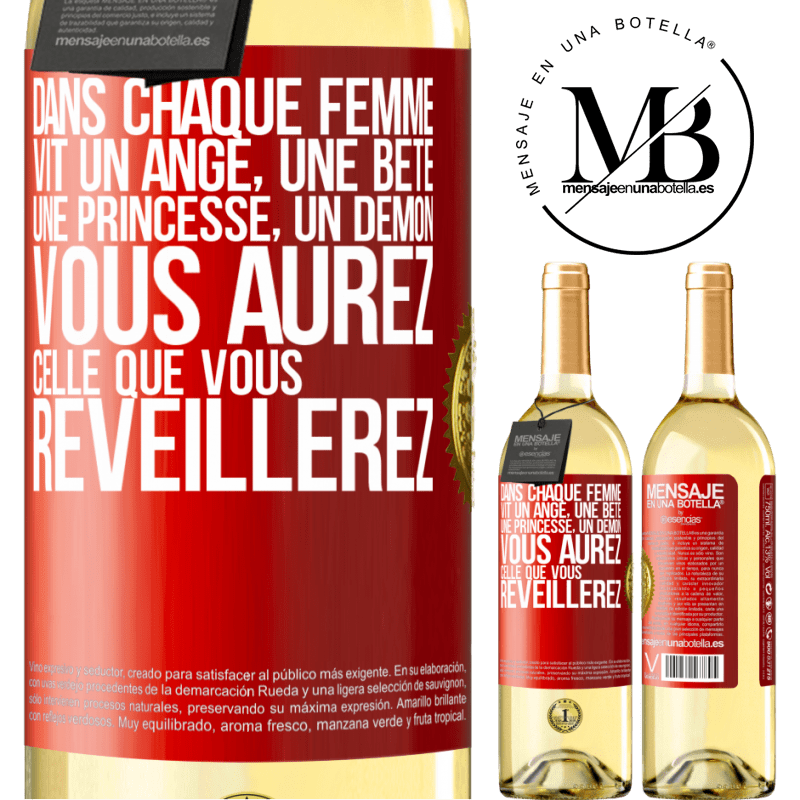 29,95 € Envoi gratuit | Vin blanc Édition WHITE Dans chaque femme vit un ange, une bête ,une princesse, un démon. Vous aurez celle que vous réveillerez. Étiquette Rouge. Étiquette personnalisable Vin jeune Récolte 2024 Verdejo