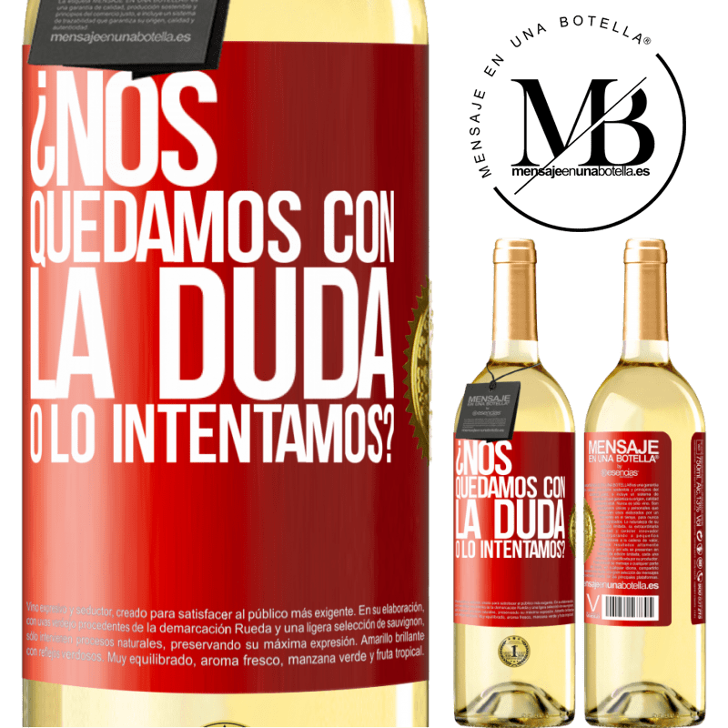 29,95 € Envío gratis | Vino Blanco Edición WHITE Nos quedamos con la duda o lo intentamos? Etiqueta Roja. Etiqueta personalizable Vino joven Cosecha 2024 Verdejo