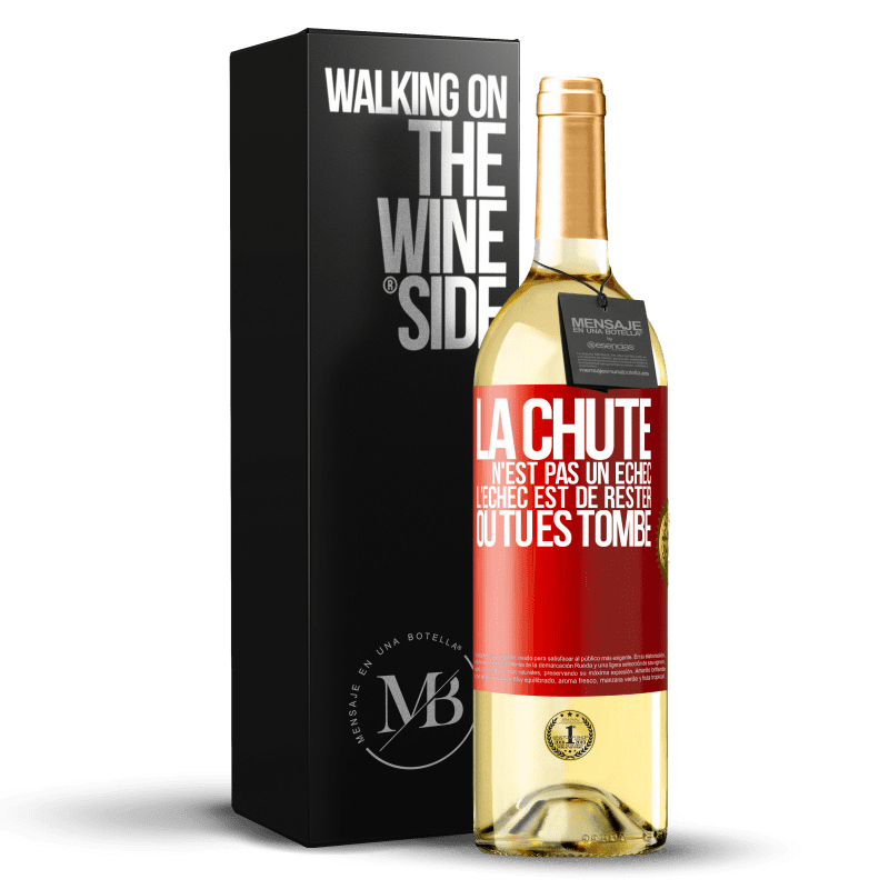 29,95 € Envoi gratuit | Vin blanc Édition WHITE La chute n'est pas un échec. L'échec est de rester où tu es tombé Étiquette Rouge. Étiquette personnalisable Vin jeune Récolte 2024 Verdejo