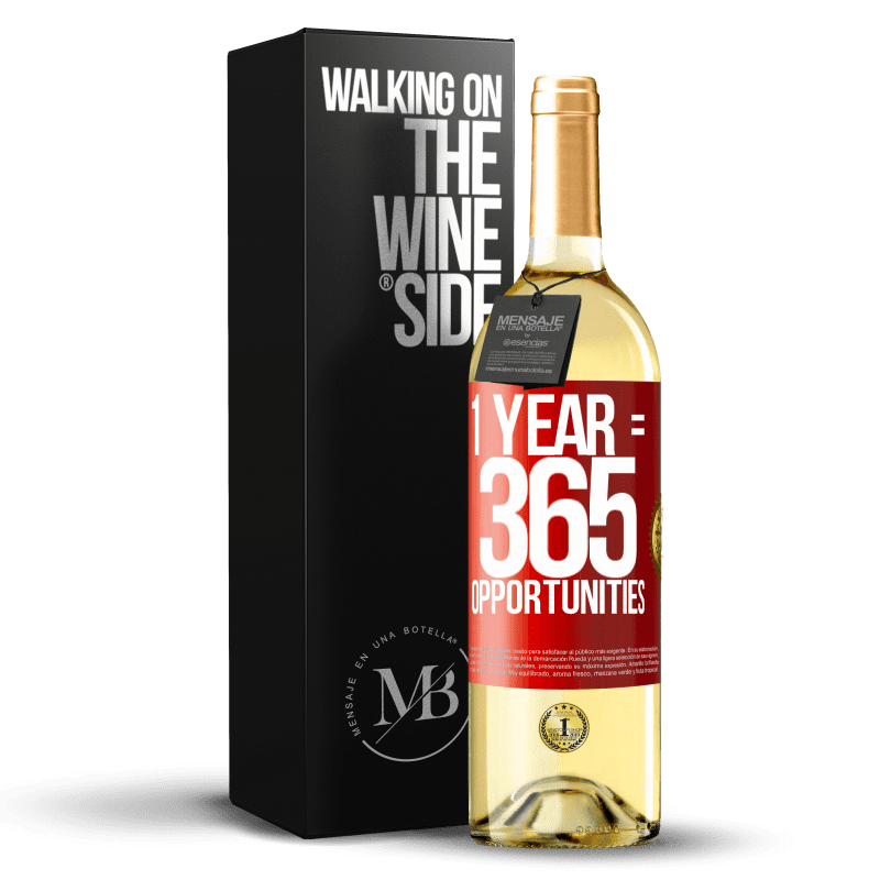 29,95 € 免费送货 | 白葡萄酒 WHITE版 1 year 365 opportunities 红色标签. 可自定义的标签 青年酒 收成 2023 Verdejo