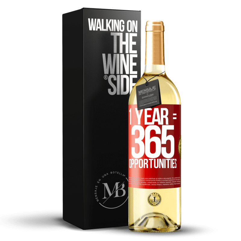 29,95 € Envío gratis | Vino Blanco Edición WHITE 1 year 365 opportunities Etiqueta Roja. Etiqueta personalizable Vino joven Cosecha 2024 Verdejo